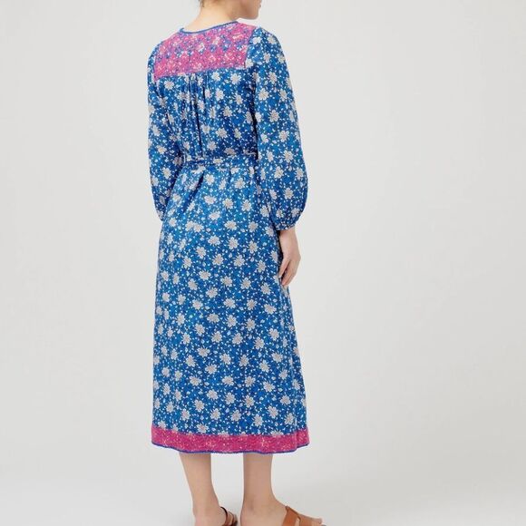 J Crew Cerulean Block Print Tulum Midi Dress XS - Picture 2 of 9